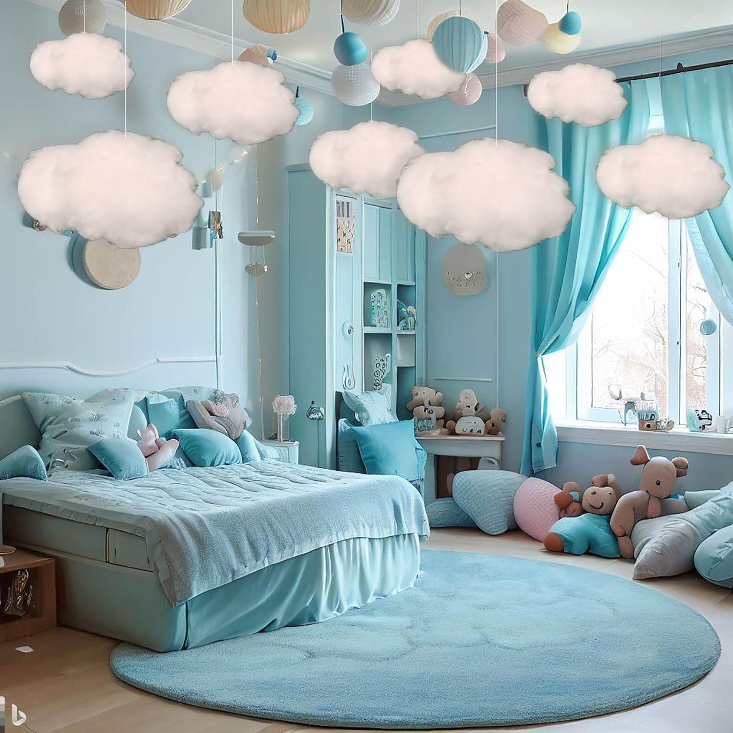 Skiennix 12 Pcs Artificial Cloud Props - 3D Hanging Decorations for Weddings & Parties | Small, Medium, Large