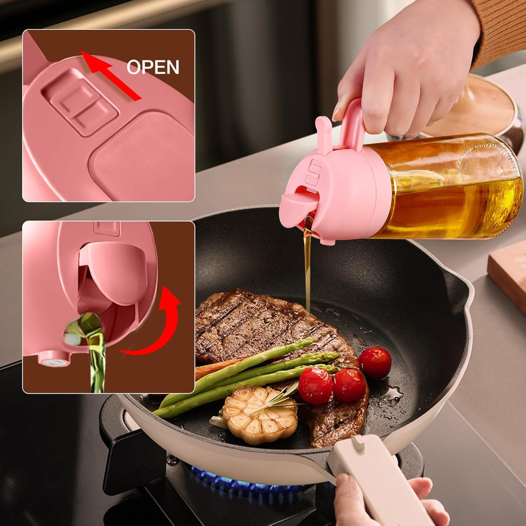 YARRAMATE 16oz Oil Sprayer - Premium Food-Grade Olive Oil Dispenser for Cooking | Pink