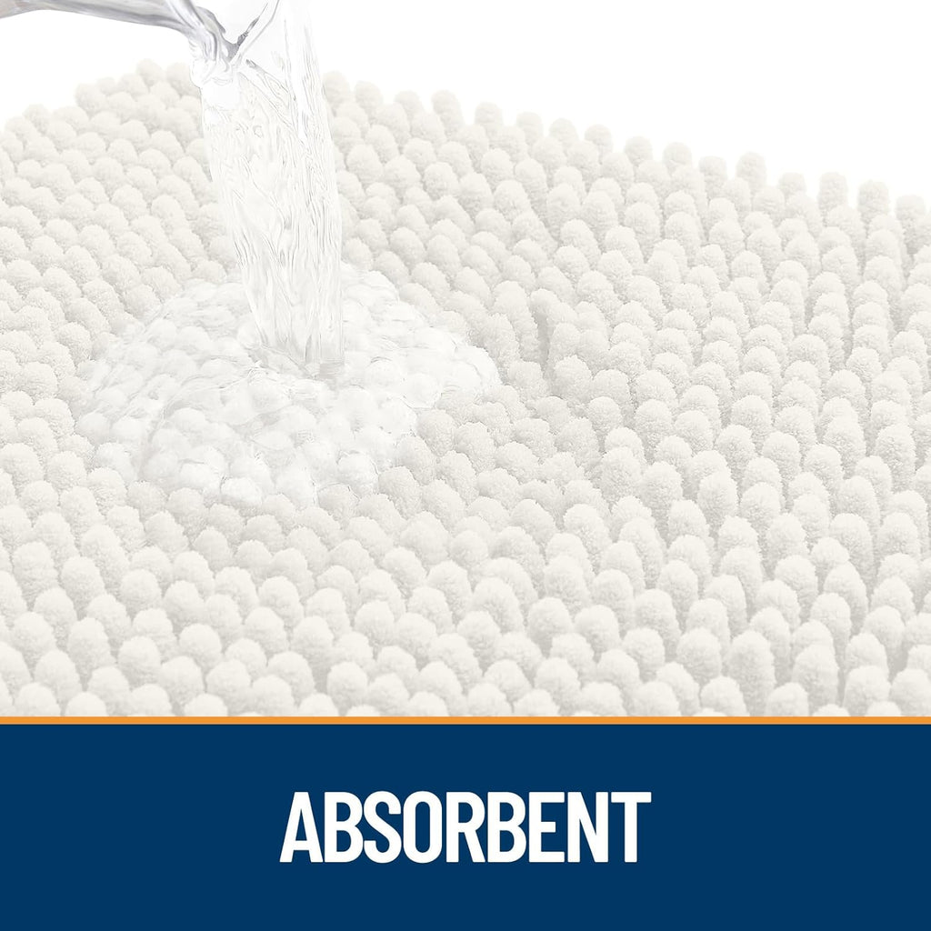 OLANLY Dog Door Mat - Absorbent Non-Slip Mud Mat for Dogs | Quick Dry Chenille, 59x20, Ivory