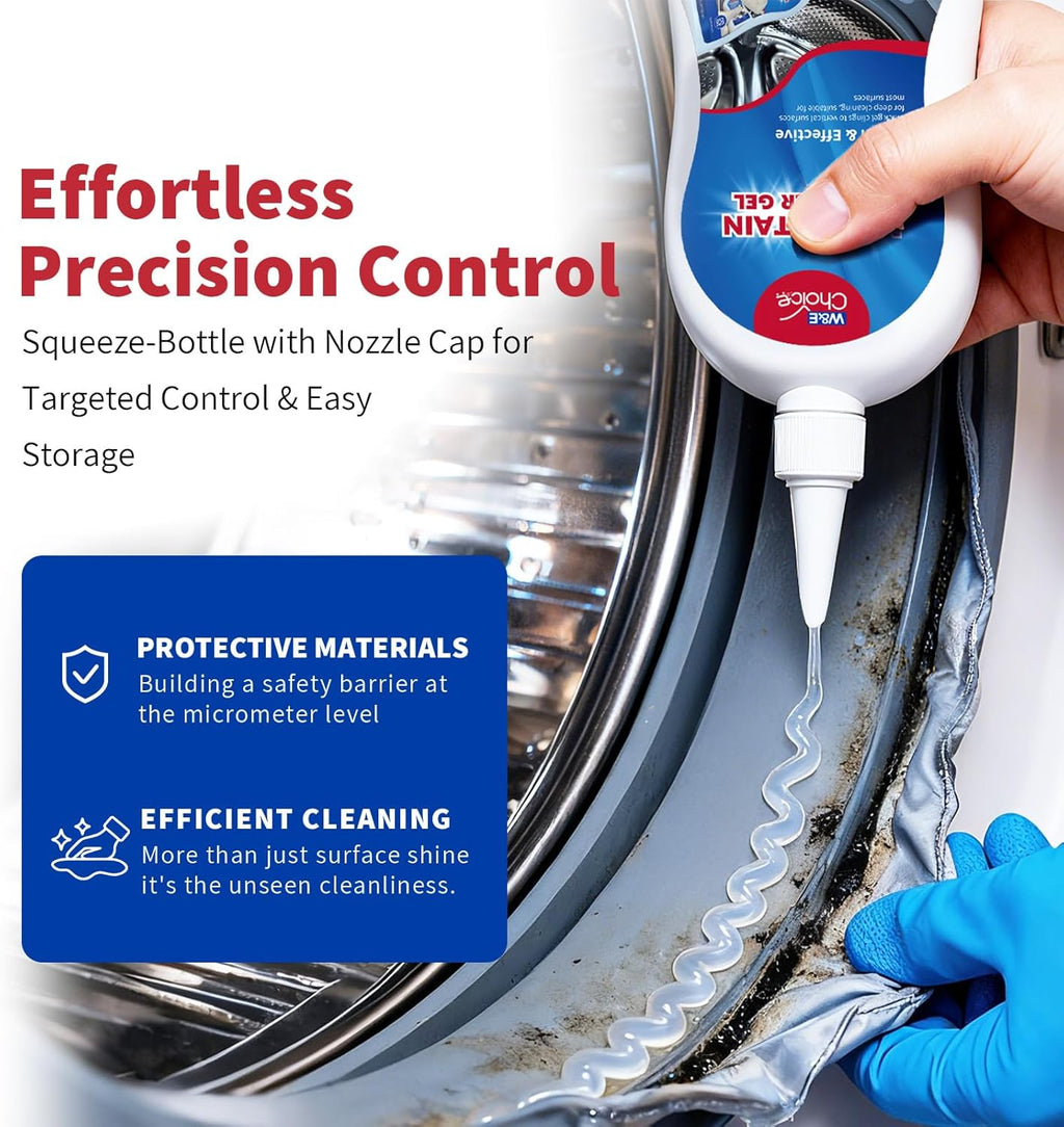 W&E Choice Stain Remover Gel - Heavy Duty Cleaner for Shower, Tile Grout & Washing Machine Seal | 8.8 Fl Oz