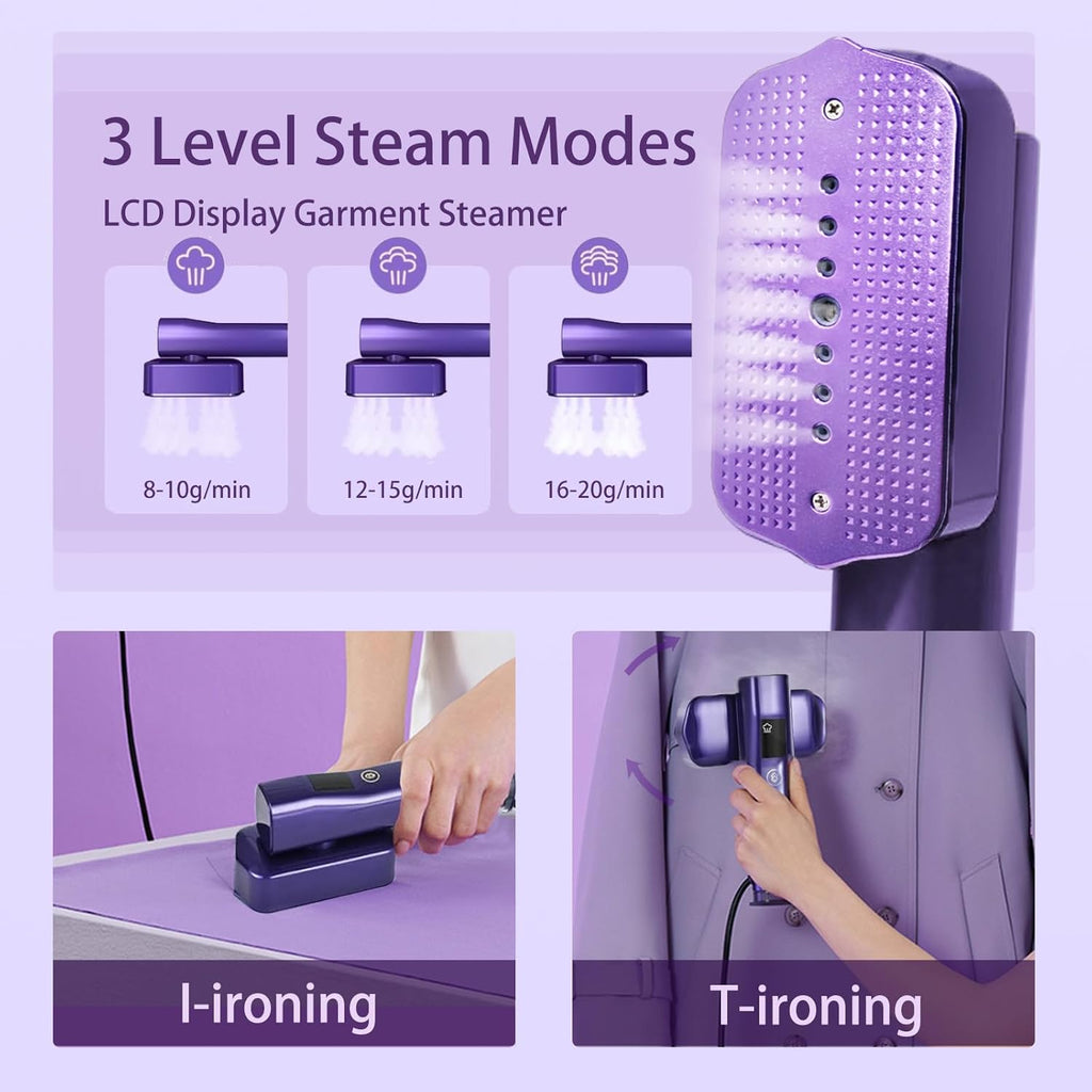 Skiennix Portable Clothes Steamer - 1200W Mini Iron with Fast Heat-Up & LCD Display | Ideal for Travel & Home Use