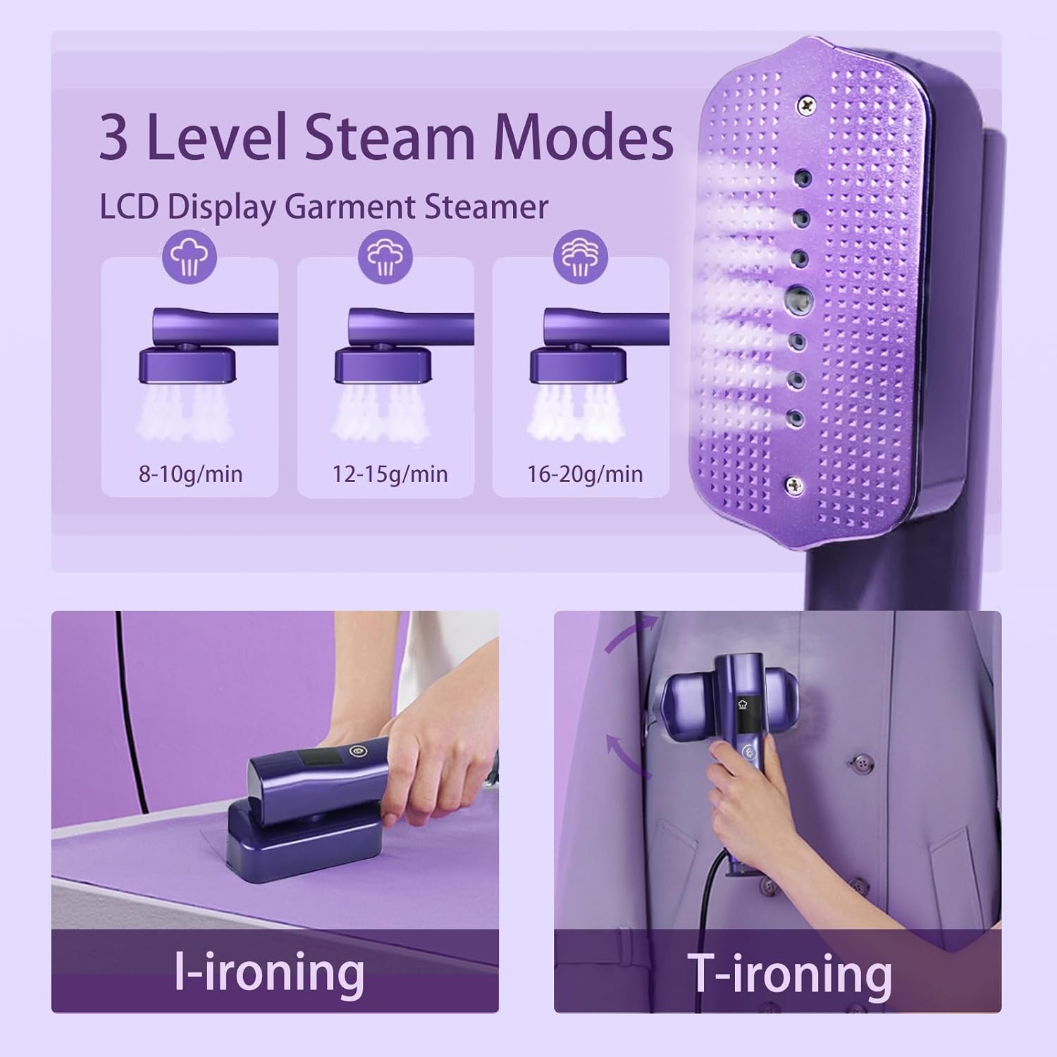 Skiennix Portable Clothes Steamer - 1200W Mini Iron with Fast Heat-Up & LCD Display | Ideal for Travel & Home Use
