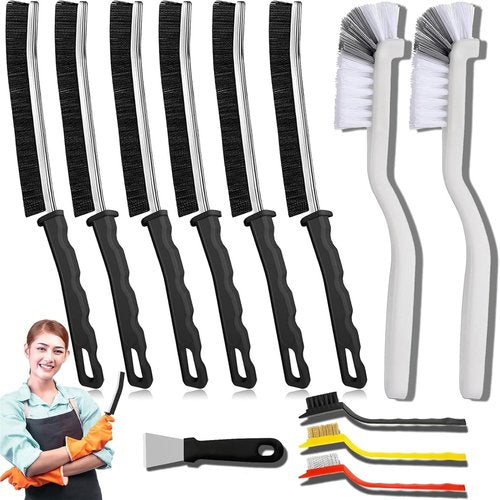 Crevice Cleaning Brush Set - Hard Bristle Gap Scrubber Tools for Grout & Window Tracks | 12-Pack Home Essentials