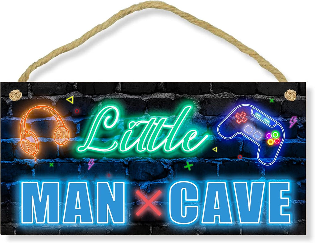 XIULUAN Gaming Room Decor - Blue Wall Sign for Kids' Game Playroom | 10x5 Inches Little Man Cave