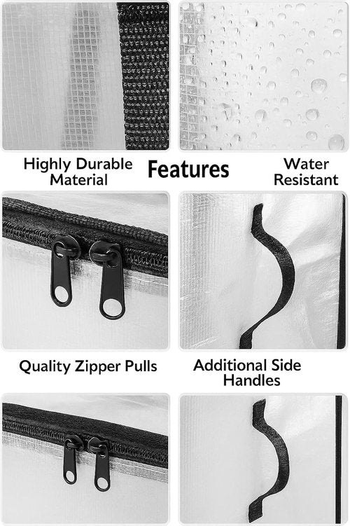 Heavy Duty Clear Tote Bag - Extra Large Durable Storage Bin with Zippered Closure & Reinforced Handles | Ideal for Home, Travel & Garage Use