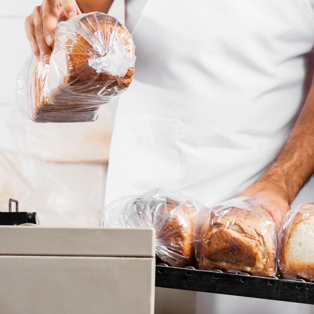 Vivinin Clear Bread Bags - 70 Pack with 100 Ties | 8" x 4" x 18" Reusable Storage for Homemade Bread