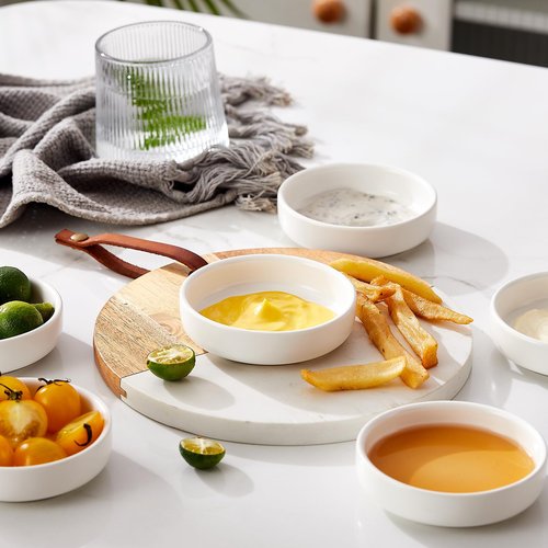 Swuut Ceramic Soy Sauce Dish,3.5 Inch Dipping Bowls Side Dishes Set of 6, Small Appetizer Pinch Dip Bowls for Condiments, Sushi, Ketchup, BBQ (White)