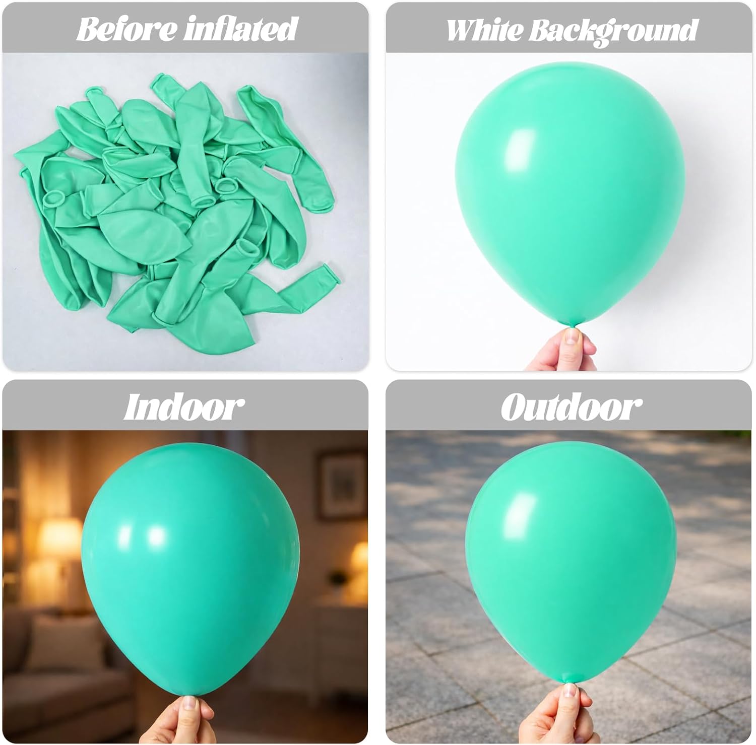 Voircoloria Teal Balloons - 130-Piece Set in Various Sizes for Baby Showers, Weddings & Birthdays