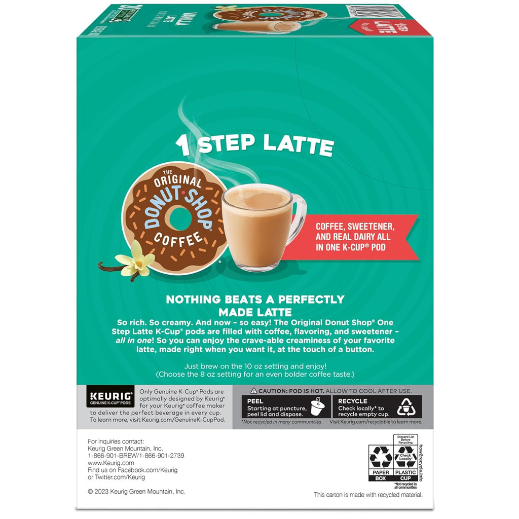 Original Donut Shop Vanilla Latte K-Cup Pods - Flavored Coffee, 20 Count for Keurig