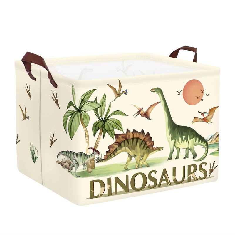 Clastyle Large Dinosaur Kid Storage Basket Baby Laundry Hamper Palm Tree Boy Gift Toy Box Collapsible Clothes Organizer Nursery Bin for Bedroom, Pterosaur, 40*30*30 cm