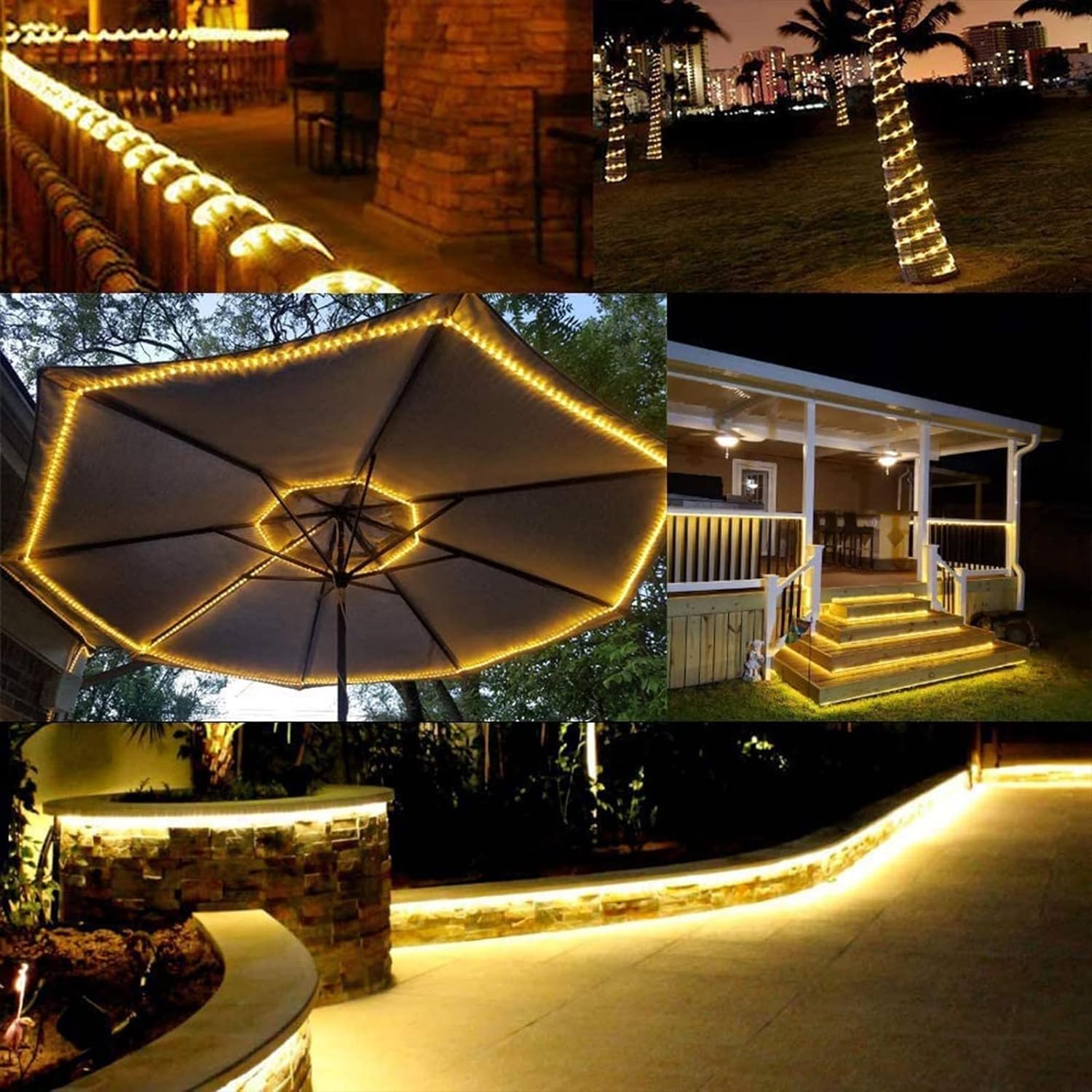 Skiennix 150ft LED Rope Lights - Waterproof, Flexible Tube Lighting with 8 Modes | Warm White for Indoor & Outdoor Decor