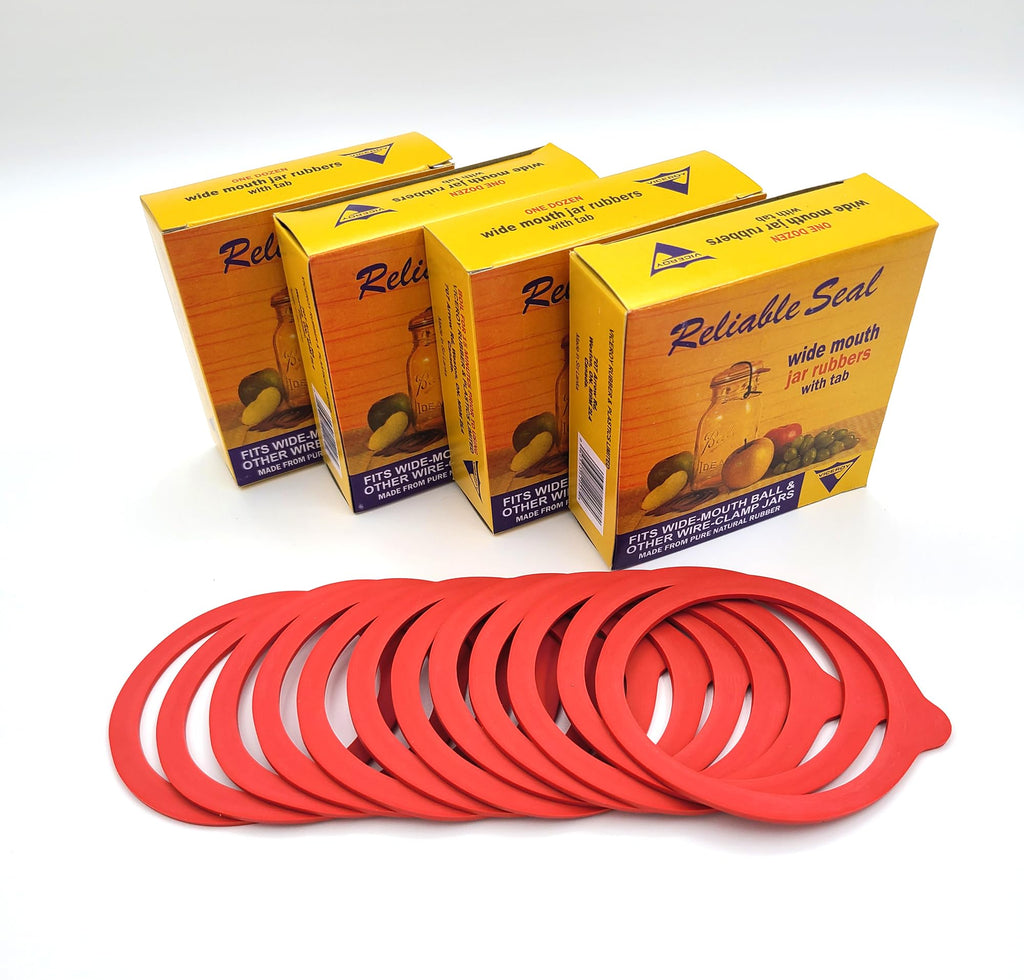 Canning Jar Seal Bundle Includes 48 Wide Mouth Viceroy Jar Rubbers With Tab and 48 Dissolvable Sunivale Jar Labels Replacement Jar Seals for Old Style Canning Jars Natural Rubber Rings