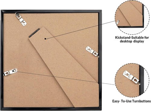 LaVie Home 3x3 Black Picture Frame - HD Plexiglas Wall Display Frame for Vertical or Horizontal Use