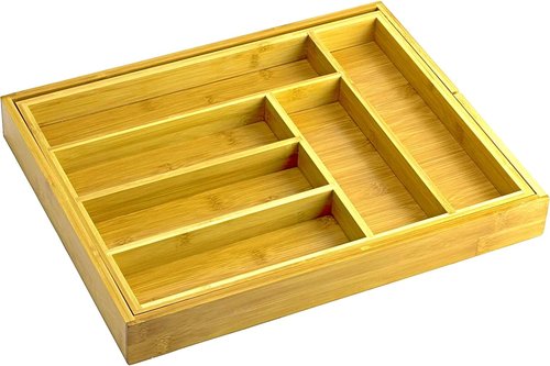 Home-it Expandable Cutlery Drawer Organizer - Adjustable Utensil Dividers for Kitchen Storage