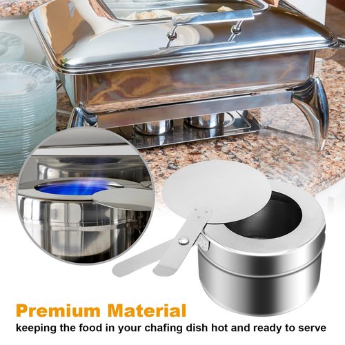 Stainless Steel Fuel Holder, Chafing Wick Fuel Holder with Cover, Buffet Warmer Warming Trays Perfect for Buffets Catering Events Party Supplies (6)