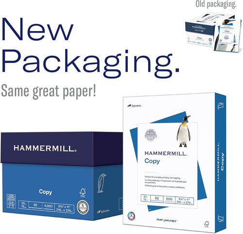 Hammermill Printer Paper - 20 lb Copy Paper, 8.5 x 11 | 8 Reams (4,000 Sheets) - 92 Bright, USA Made