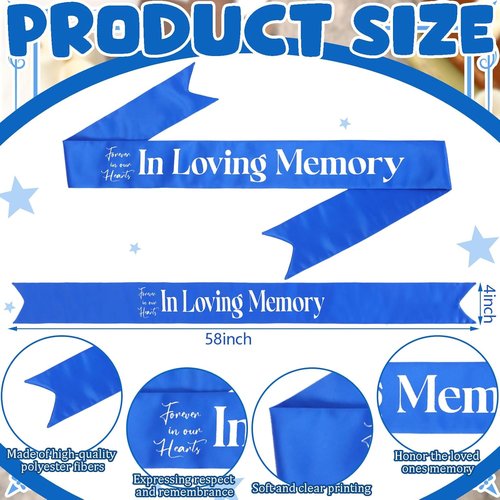 Fanfanwin Funeral Sash - Memorial Ribbon for Casket or Wreath | 58x4'' Blue Celebration of Life