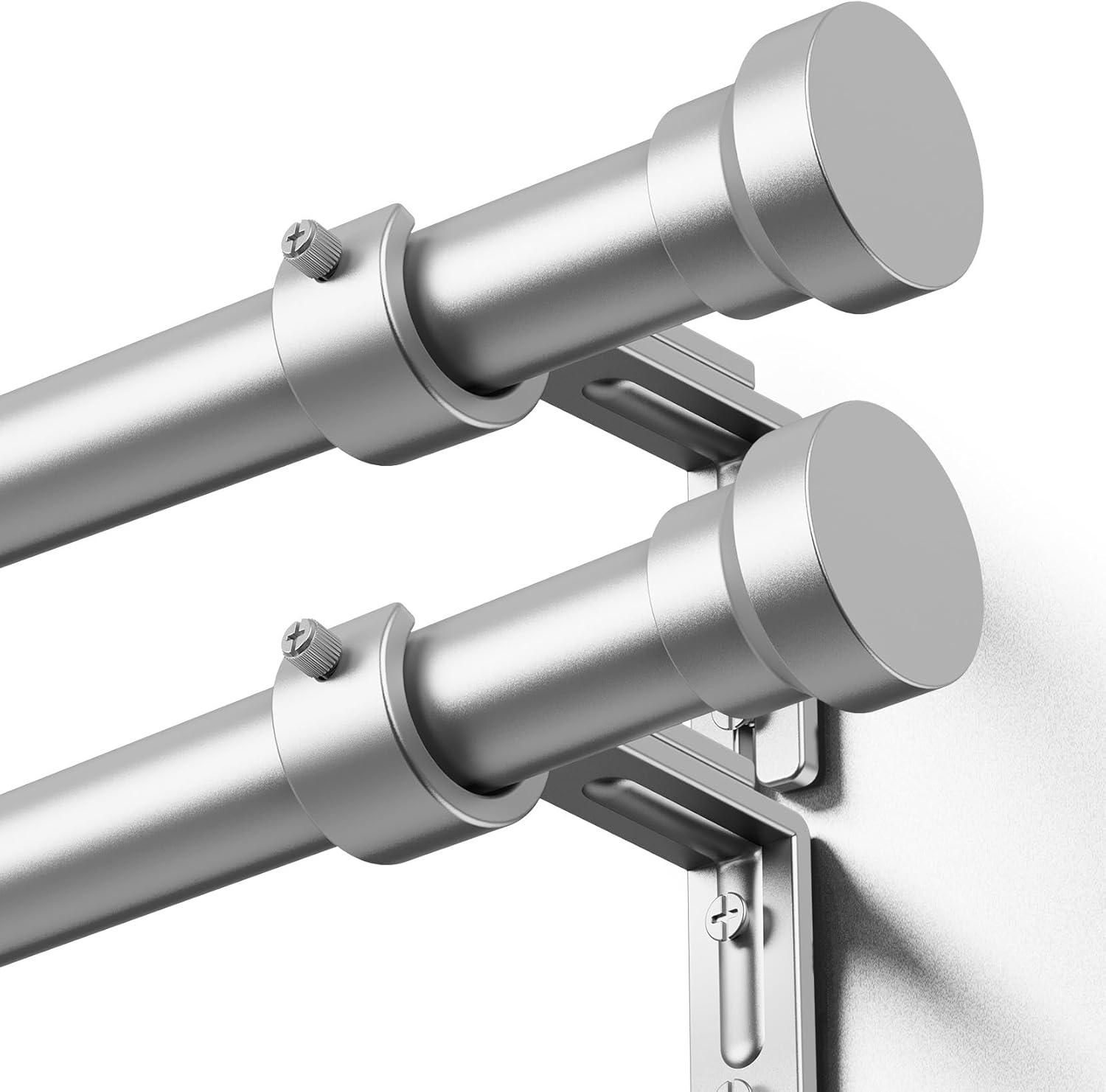 YaFex Curtain Rods - Heavy Duty 1 Inch Adjustable Window Treatment Rods | 32-58 Inch, Modern Silver Design