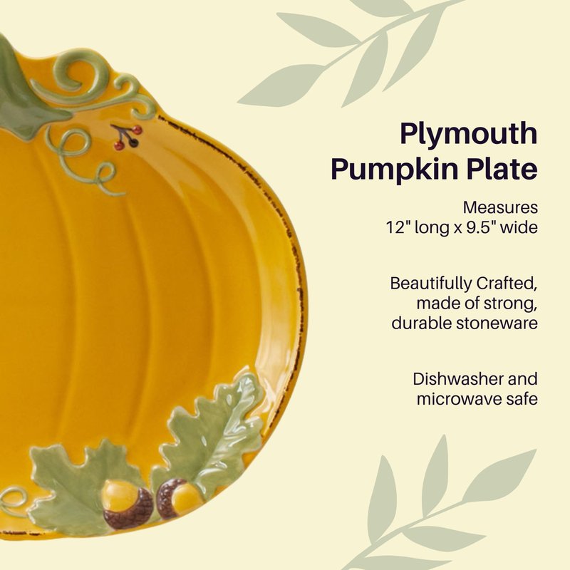 Pfaltzgraff Plymouth Autumn Harvest Thanksgiving Small Pumpkin Platter, 12 Inch, Orange