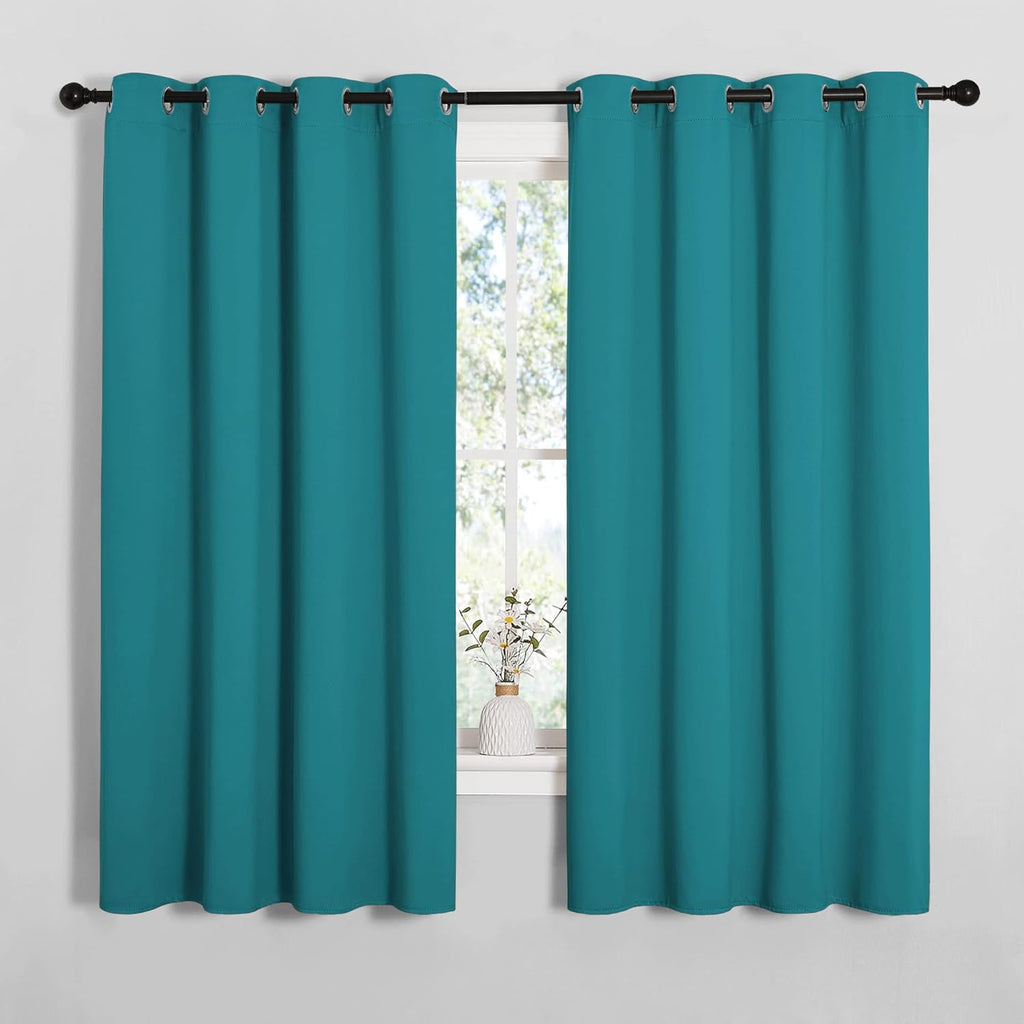 NICETOWN Blackout Curtains - Thermal Insulated Room Darkening Panels for Bedrooms | Peacock Teal, 68" Length (2 Pieces)