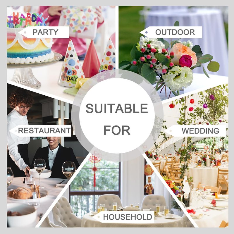 PLOYMONO 8 Pack White 90" Round Tablecloths, Reusable Polyester Table Covers for Buffet Banquet Party Wedding Restaurant