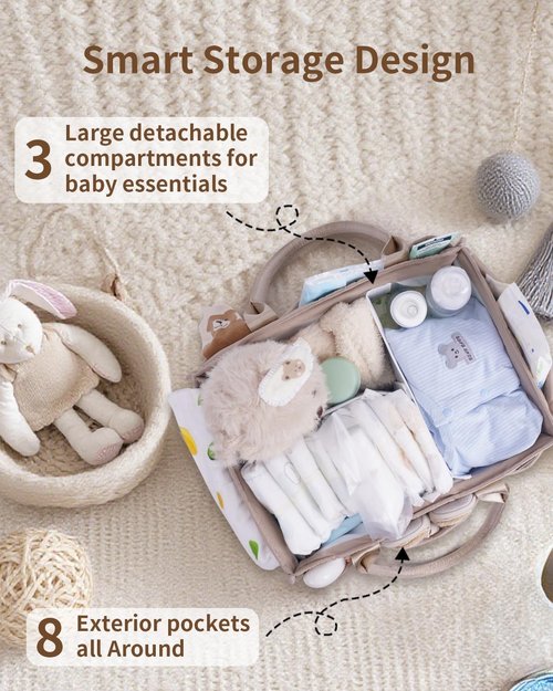 CEI-CEI Baby Diaper Caddy Organizer - Large Portable Nursery Storage Basket with Handle for Newborn Essentials