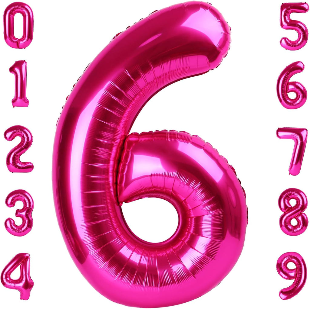 Skiennix 40-Inch Number 6 Balloon - Hot Pink Birthday Decoration for Boys & Girls