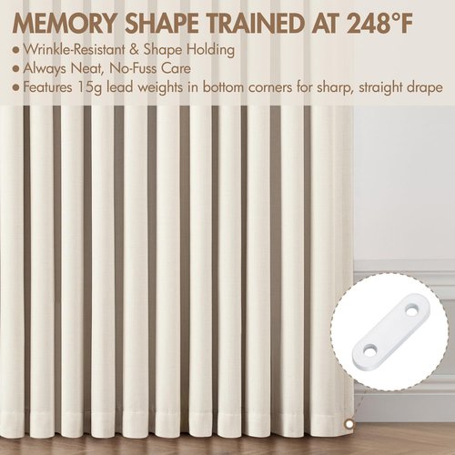 MIULEE 100% Blackout Curtains - 90 Inch Long Thick Linen Drapes | 4 Panel Set in Birch for Bedroom & Living Room