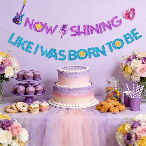 Hunters Birthday Decorations Banner - Glitter Kpop Demon Theme Party Supplies | Includes Ribbon & Needle