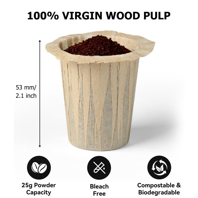 Fanativita Disposable Coffee Filters (2.1" H) for My K-Cup, K-Carafe, Cuisinart SS-RFC and Other Large Reusable Filter Cups (Unbleached 100 Count)