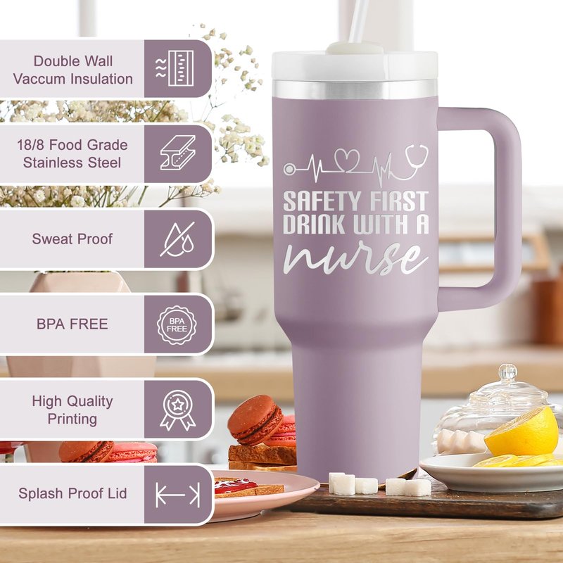 ROSTANTEN Nurse Gifts for Women, Nursing Student, Nurses Practitioner, Registered Nurses - Nurse Appreciation Gifts from Friends, Family, Coworker - 40oz Travel Cup Insulated Tumbler with Lid & Straw