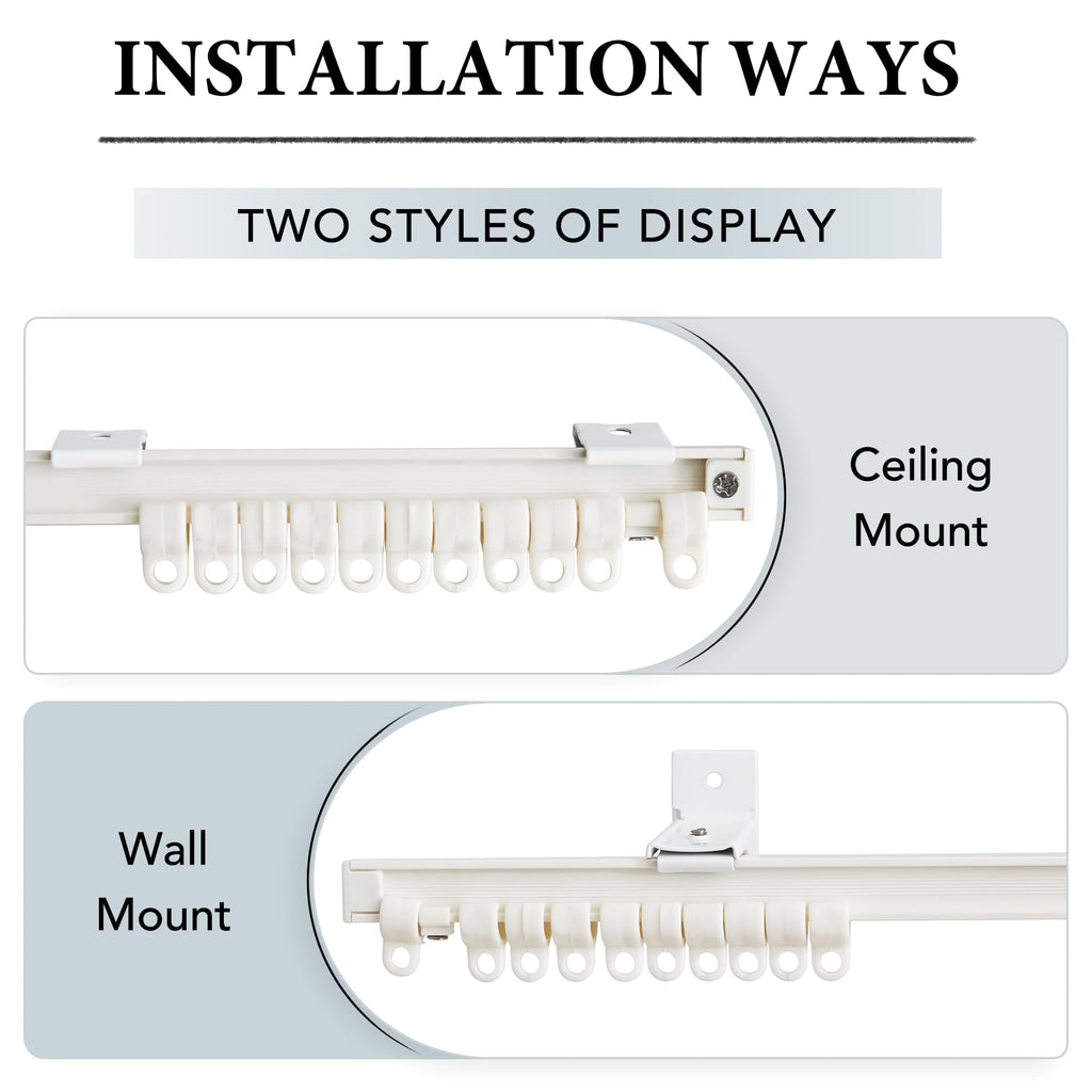 RYB HOME Room Divider Curtains with Flexible Silent Track Wall/Ceiling Mount, Sliding Door Drapes Blackout, Floor to Ceiling Curtains with Hooks for Bedroom/Living Room, Black, W100 x L96, 1 Panel