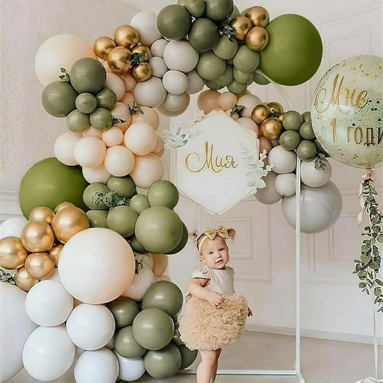 PartyWoo Sage Green Balloons - 100pcs Latex Balloon Arch Kit for Weddings & Birthdays | 18", 12", 10", 5" Sizes