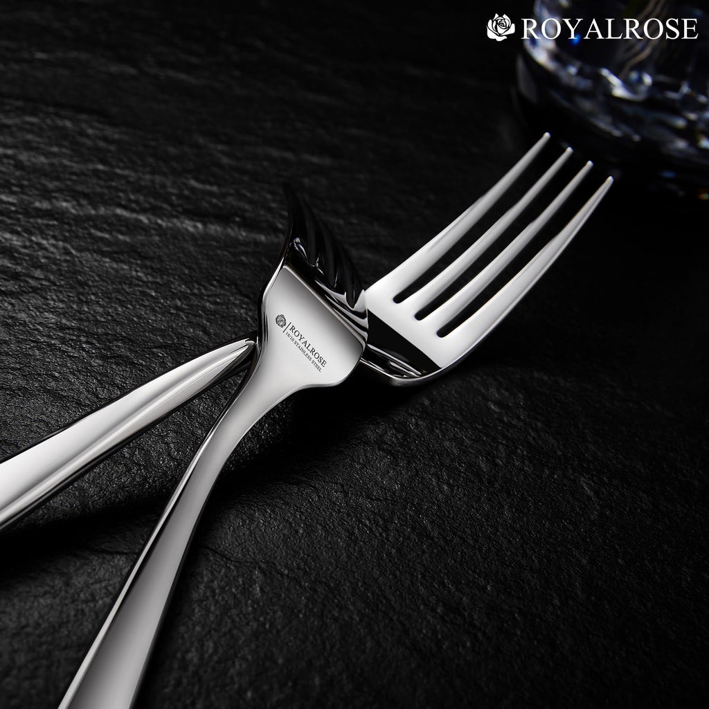 Royalrose 20-Piece Alexander Fine Silverware Set, Service for 4, 18/10 Stainless Steel, Well Made, Dishwasher Safe, Heavy Duty Flatware Set
