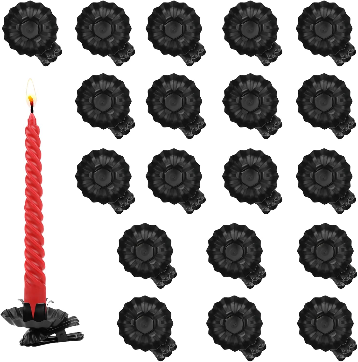 Skiennix Candle Holders - Silver Clip-On Metal Holders for Christmas Tree | Set of 20 Pcs (Black)