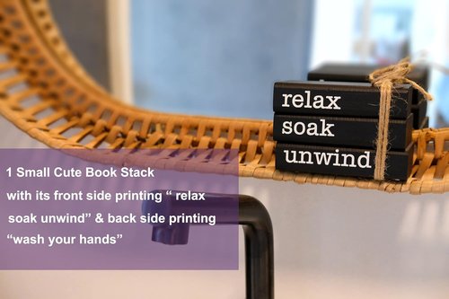 LIVDUCOT Mini Book Stack - Farmhouse Bathroom Decor | Reversible Wooden Accent for Guest Restroom