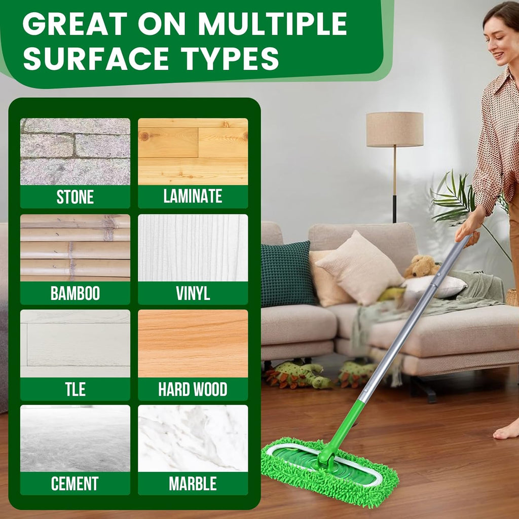 Skiennix Reusable Microfiber Mop Pads - 6 Pack Wet & Dry Cleaning Refills for Hardwood Floors