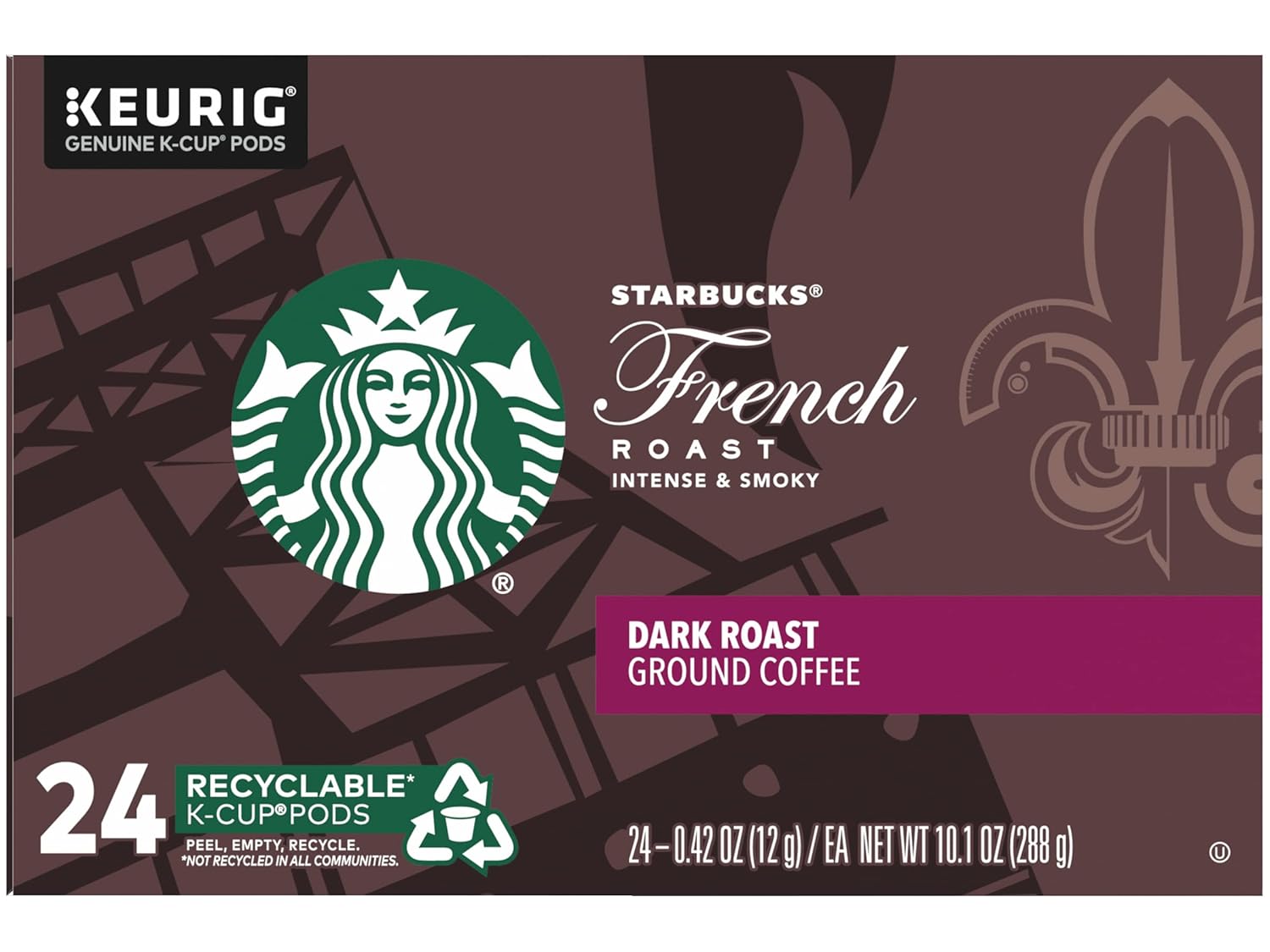 Starbucks French Roast Coffee K-Cup Pods - Intense Dark Roast Flavor | 72 Pods Total (3 Boxes)