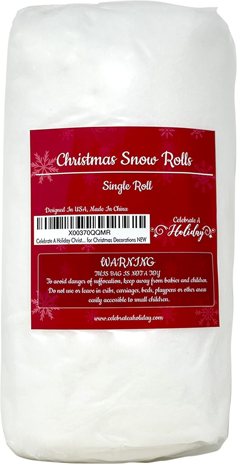 Skiennix Christmas Snow Roll - 3' x 8' Artificial Snow Blanket for Holiday Decorations | Fake Snow for Villages
