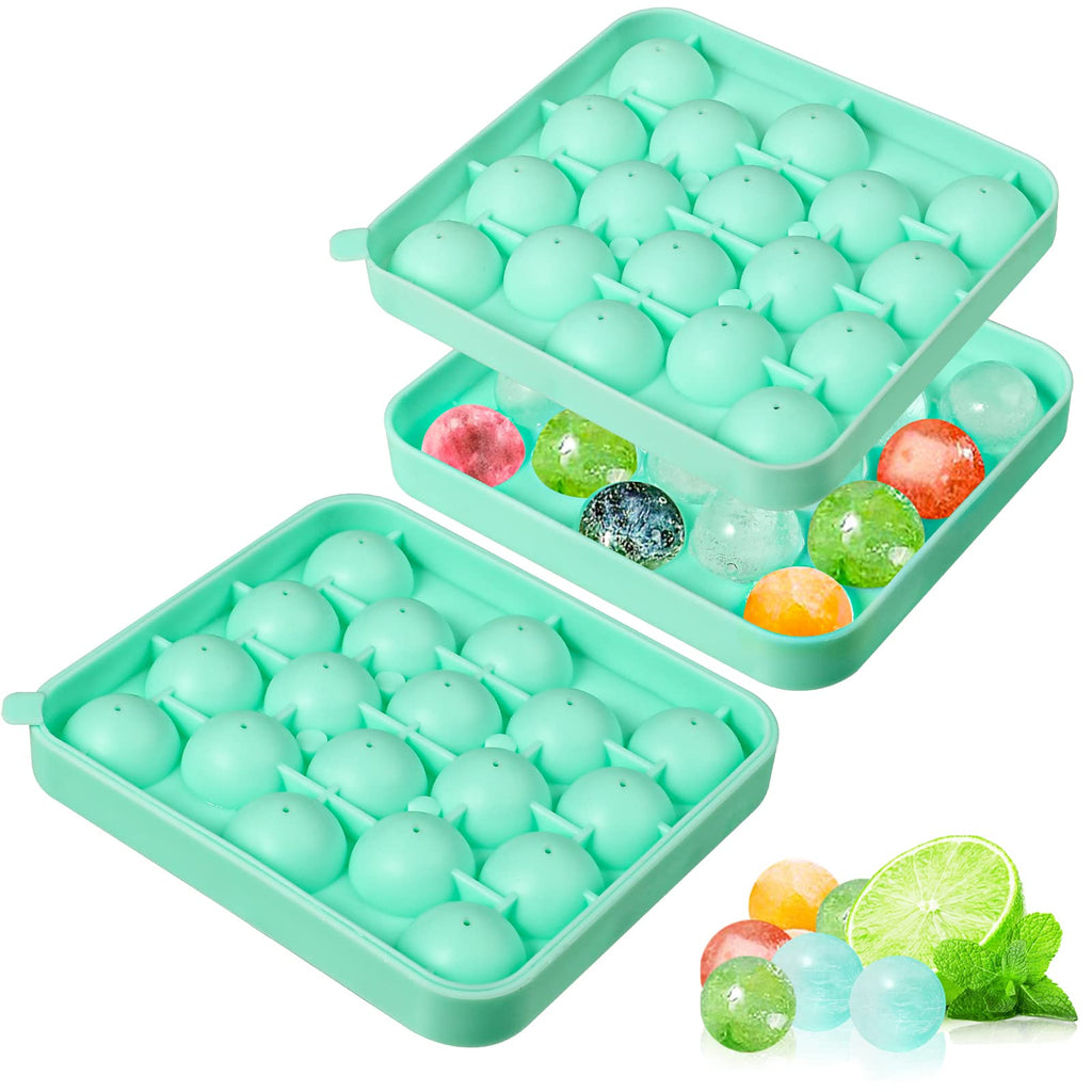 Webake 2 Pack Sphere Ice Cube Trays - 1.1" Small Round 36pcs Ice Ball Maker, Flexible Silicone Molds for Cocktails, Whiskey, Tea & Coffee - Easy Release & BPA Free (Green)