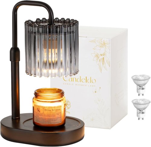 Candeldo Candle Warmer Lamp - Adjustable Black Wax Melt Warmer with Timer | Dimmable Modern Decor Gift