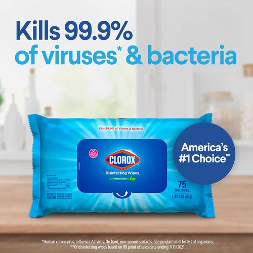 Clorox Disinfecting Wipes - Value Pack of 6 Canisters | Crisp Lemon & Fresh Scent, Easy Pull Seal