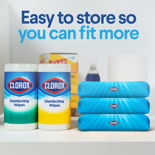 Clorox Disinfecting Wipes - Value Pack of 6 Canisters | Crisp Lemon & Fresh Scent, Easy Pull Seal