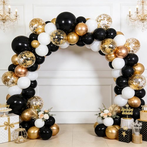 Black Balloons - 125 Pcs Latex Balloon Pack | 5-18 Inch Sizes for Birthday, Graduation & Party Decor