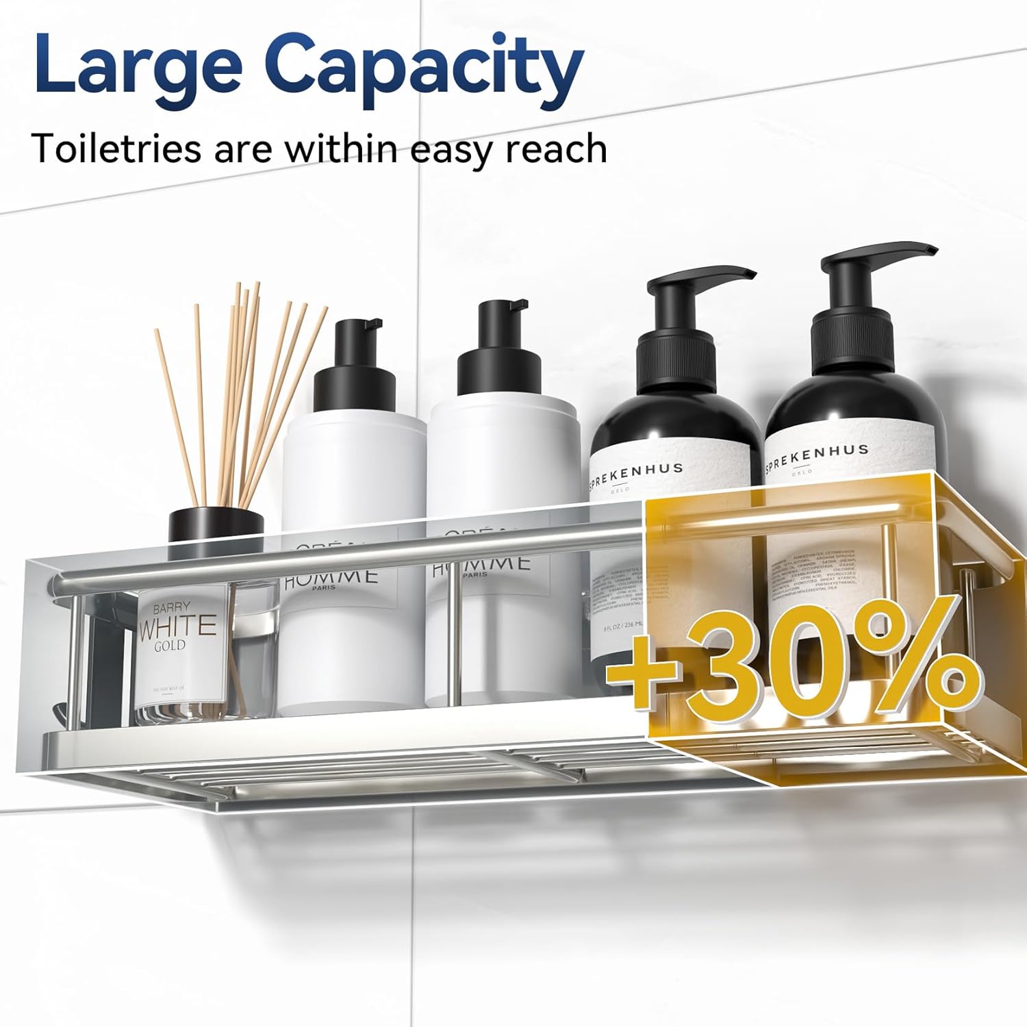 YASONIC Shower Caddy - Large Capacity Organizer with Soap Holder & 16 Hooks | 8 Pack