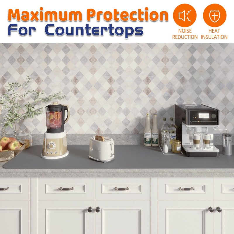 Warome Silicone Mat,78.7”x 23.6” Heat Resistant Mats for Countertop,Extra Large Countertop Protector Mat, Multi-functional Cuttable Kitchen Counter Mat, Silicone Mats for Kitchen Counter/Crafts- Grey
