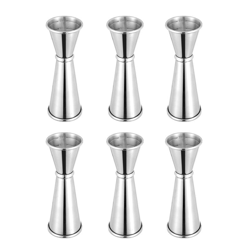 BARsics Bartending Stainless Steel Cocktail 1oz/2oz Measuring Double Jigger (6 Pack)