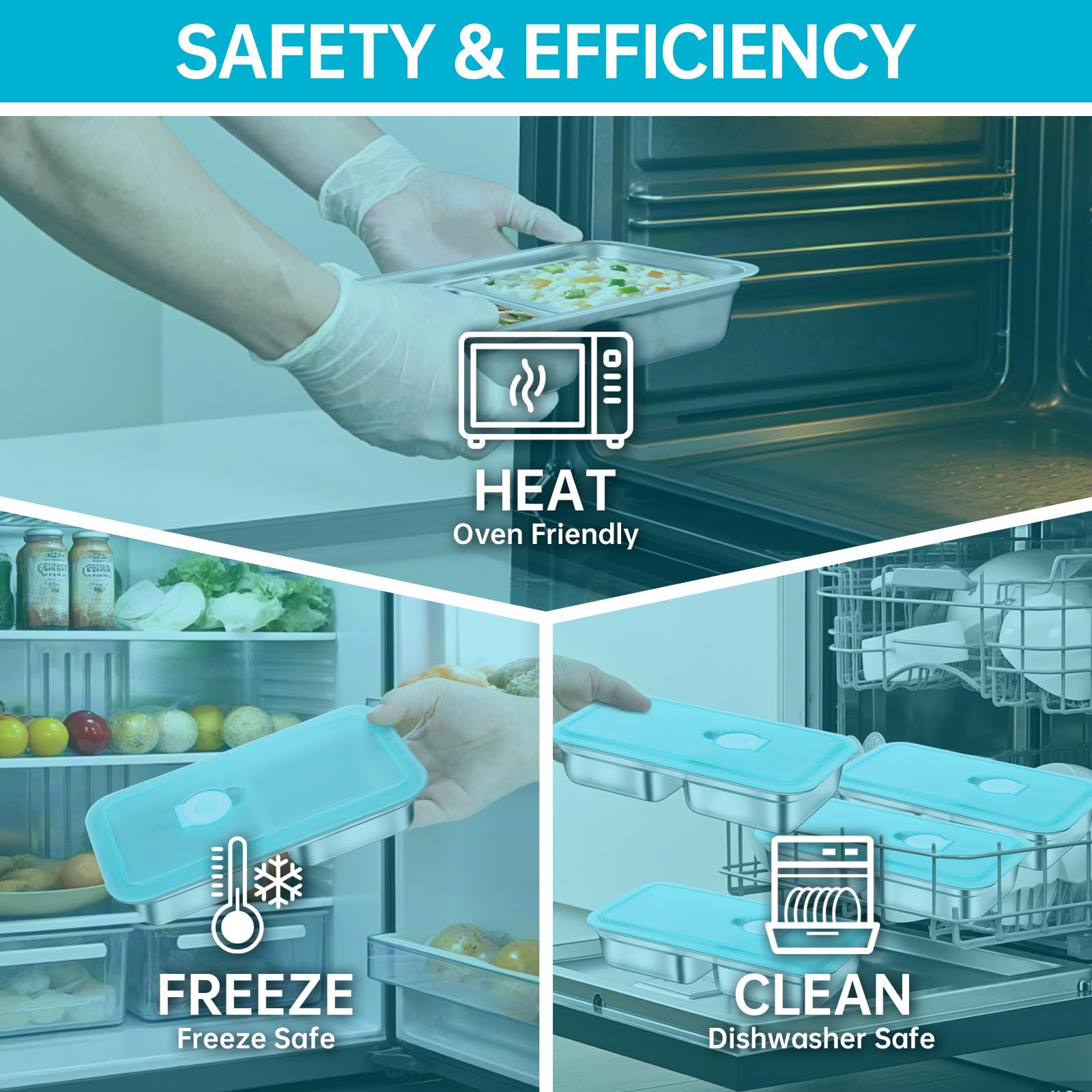 Tikmos 4 Pack Stainless Steel Snack Containers Reusable, Grab and Go 2 Compartment Food Storage Meal Prep Containers with Lids Stackable for Travel Camping School Lunch, Gifts for Gym Home Cooks