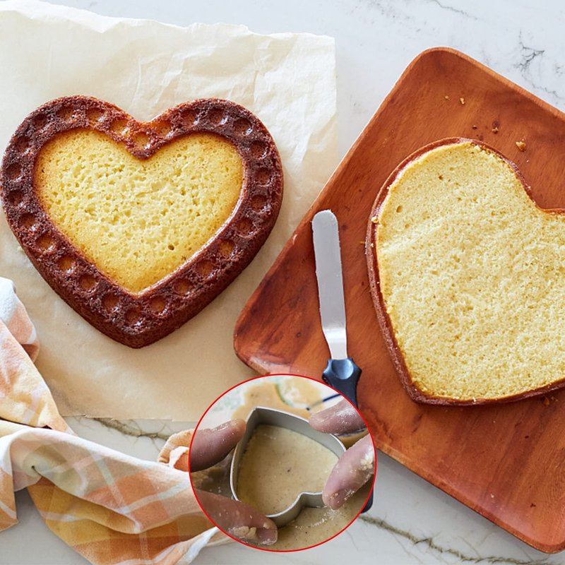 QEEYON 3PCS Heart Cookie Cutter Set, 4" 6" 8" Stainless Steel Sandwiches Cutter DIY Heart Cake Cutter Cake Molds Ring Set Mousse Mold Biscuit Cutter Valentines Cookie Cutters Pastry Cutters