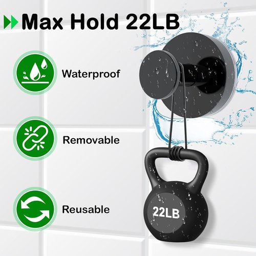 Black Wreath Hanger by [Brand Name] - 22LB Strong Suction Cup Hook for Indoor/Outdoor Decor